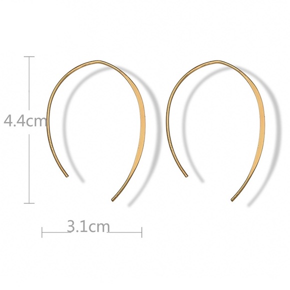 Gold Upside Down ‘U’ Ear Wire Earrings - Picture 5 of 5